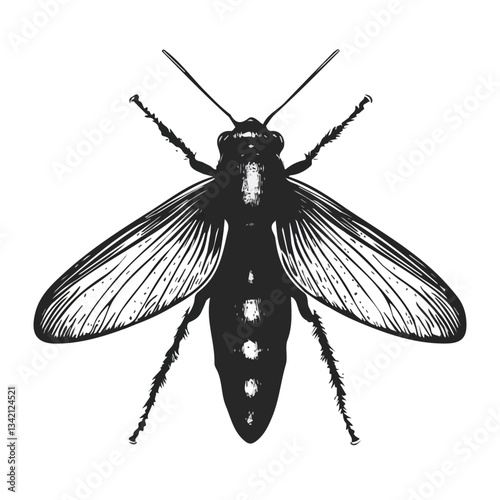 Firefly In The Night symbol - black and white design for tattoos, logos and vectors - isolated on white