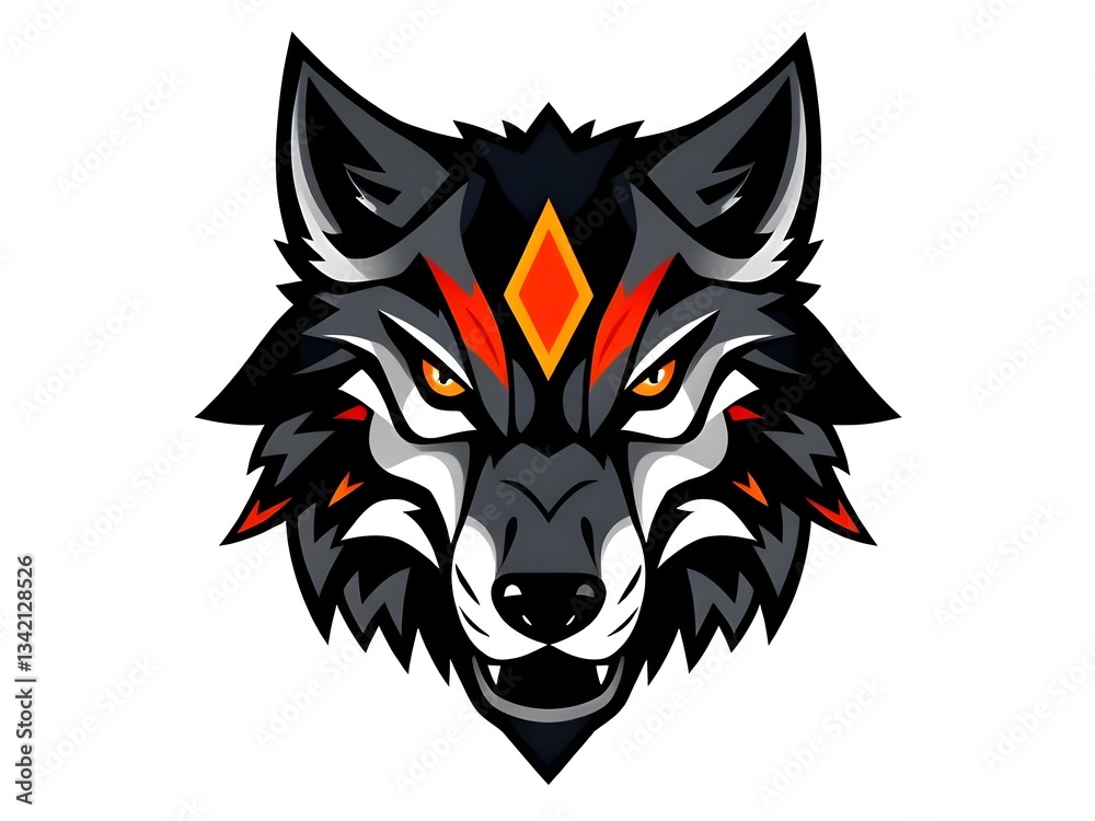 Obraz premium Fierce Wolf Head Logo – Modern Esports and Gaming Mascot Design
