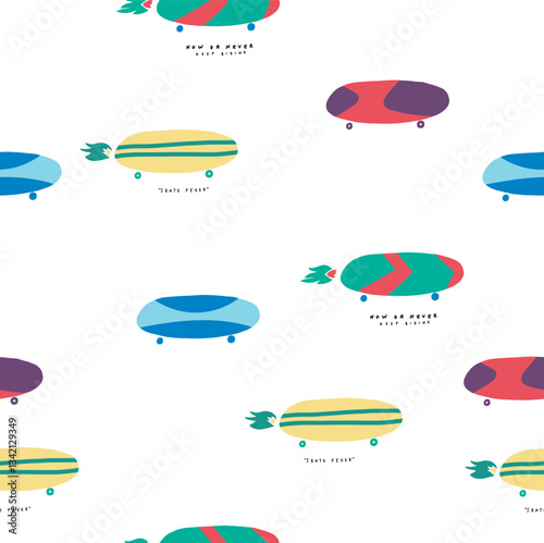 skate print seamless illustration
