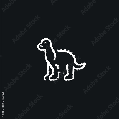 Dinosaur toy chalk icon. Vector isolated black illustration.