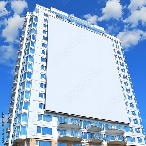 A large white billboard on the side of a building
