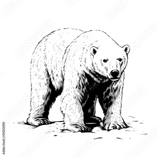 Polar Bear In Snow symbol - minimalist black and white vector art - perfect for tattoos, logos - isolated on white