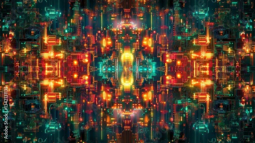 Abstract Digital Art with Bright Glowing Colors