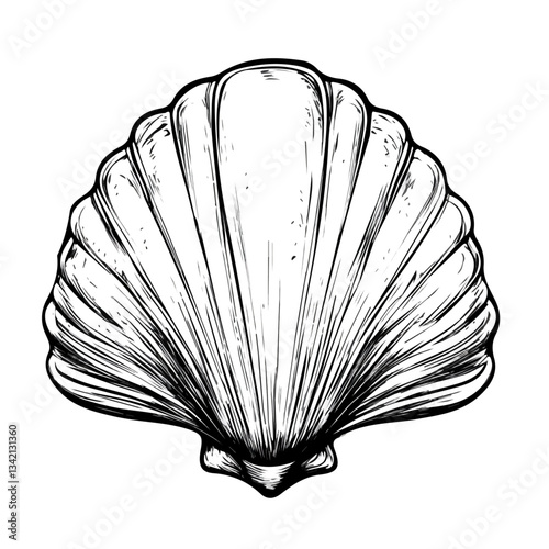 Shell symbol - minimalist black and white vector art - perfect for tattoos, logos - isolated on white