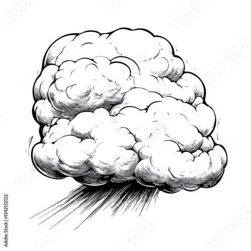 Storm Cloud symbol - black and white & minimalist design for tattoos, logos, vectors - isolated on white background.