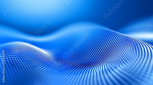Abstract blue digital wave pattern with flowing lines and depth