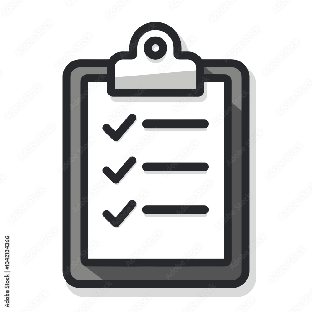 Checklist icon with solid lines, minimalistic design Checklist icon with solid lines, minimalistic design