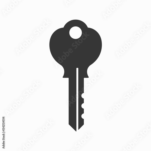 Minimalist black key icon, security and access symbolism