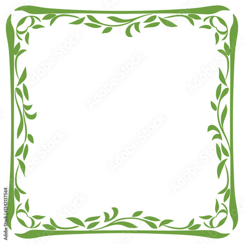 Floral Green Vine Frame | Decorative  Border vector illustration