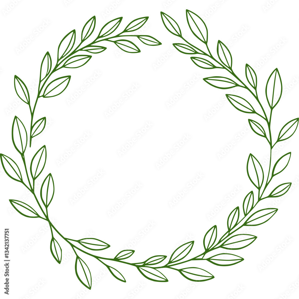 custom made wallpaper toronto digitalLeaf wreath green nature design. Round leaf wreath with green leaves for decoration. Nature design element with leaves