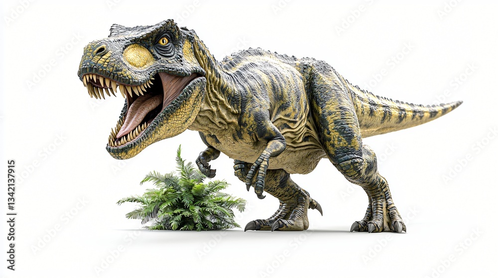 Fototapeta premium Dinosaur, prehistoric, prowl, white background