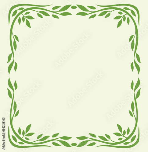 Minimalist Leafy Frame | seamless green leaves frame  Natural Foliage Border for Cards & Posters
