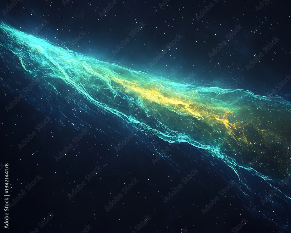 Fototapeta premium Cosmic nebula of bright colors spreads across dark starfield