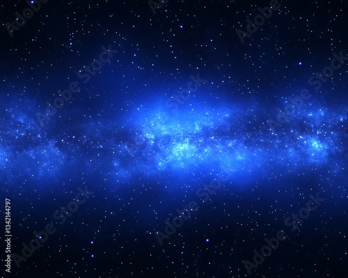A deep blue cosmic expanse filled with many bright stars