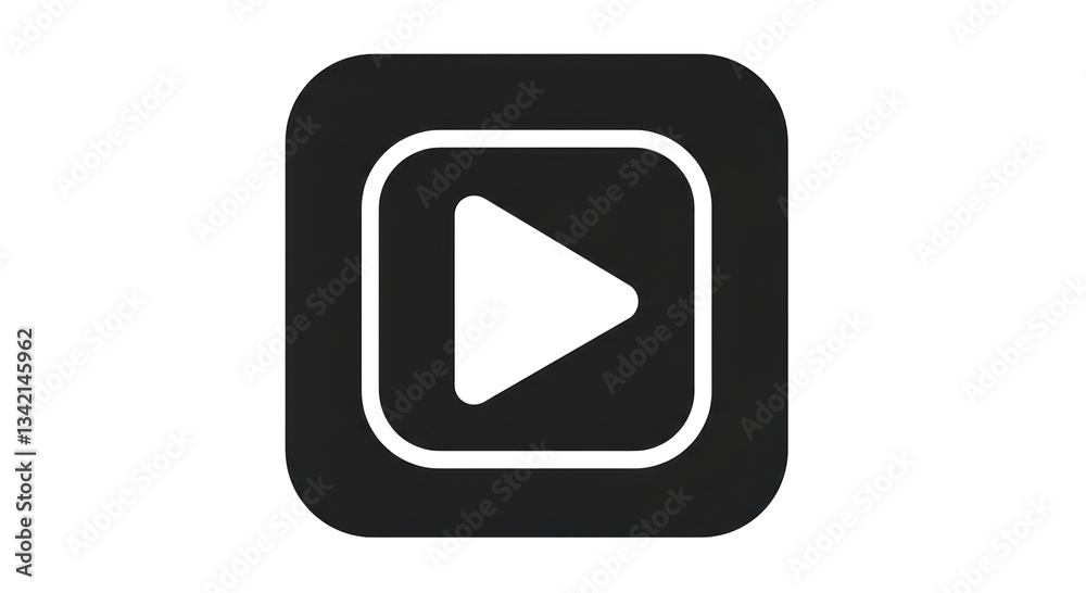 Isolated Play Button Icon in Square Frame Isolated Play Button Icon in Square Frame
