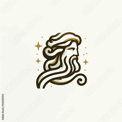 Elegant minimalist logo on a white background in vector style on the theme of Zeus, designed in modern line minimalism, template in vector EPS10 format on a transparent isolated clipart background