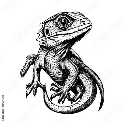 Basilisk symbol - black and white & minimalist design for tattoos, logos, vectors - isolated on white background.