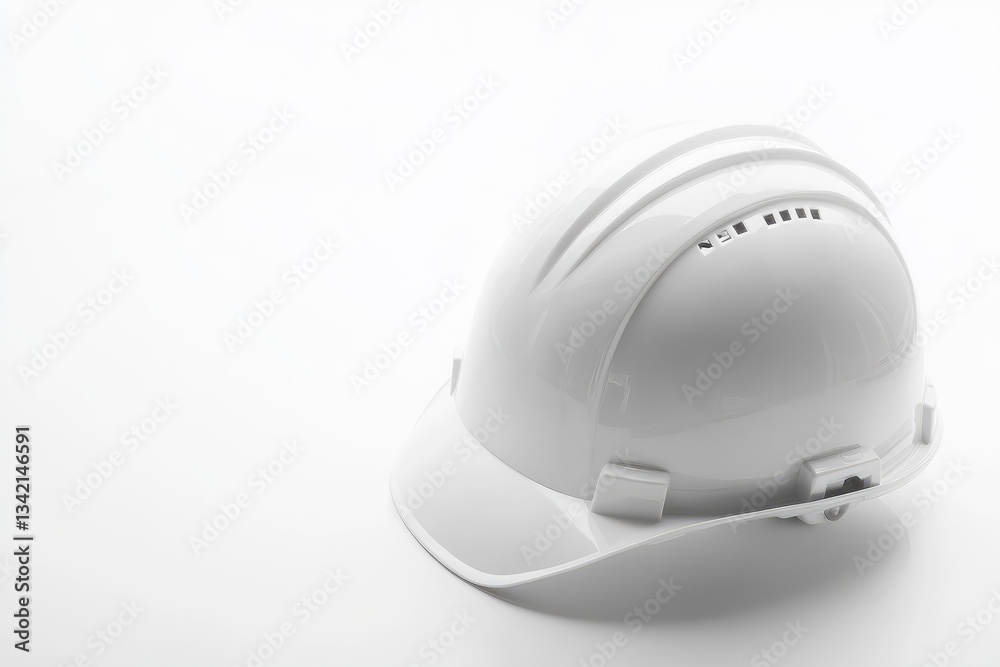 Fototapeta premium White safety helmet on plain background