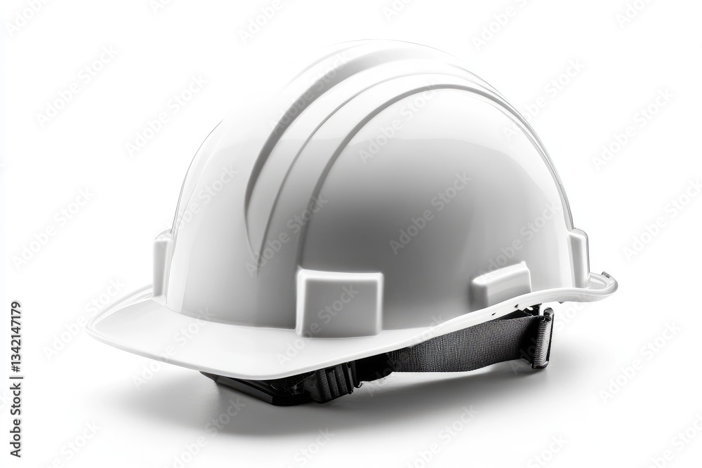 Fototapeta premium White safety helmet, studio shot, clean background, industrial safety