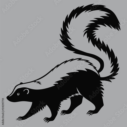 a skunk waddling away silhouette vector design art and illustration