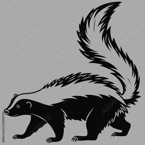 a skunk waddling away silhouette vector design art and illustration