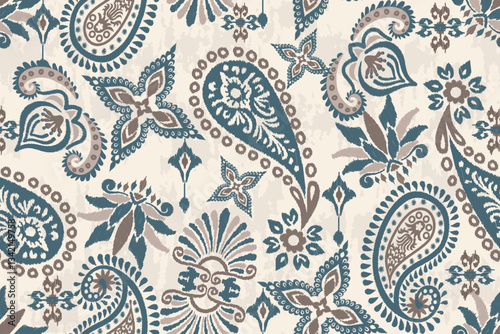 Ethnic abstract ikat fabric artwork with seamless patterns, combining tribal, indigenous and Mexican embroidery with Aztec geometric motifs. Ideal for rugs, wallpapers, throws, fabrics and clothing.