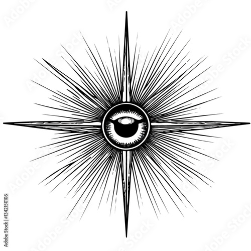 Enlightenment symbol - black and white & minimalist design for tattoos, logos, vectors - isolated on white background.