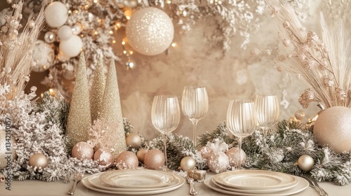 Festive New Year 2025 theme with Christmas decor and sparkling elements