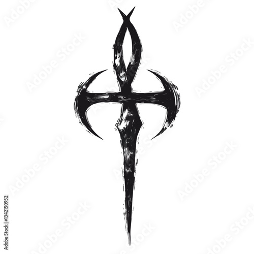 Black and white Fate symbol, perfect for tattoos, vectors, logos, isolated on a white background.