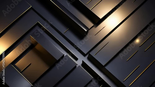 Dark, Geometric, Metallic Background with Gold Accents