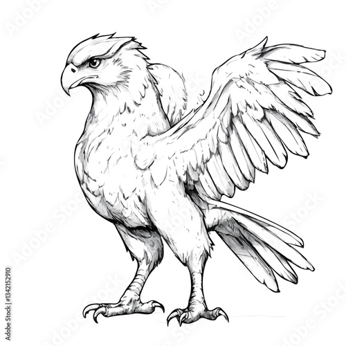 Griffin symbol - black and white design for tattoos, logos and vectors - isolated on white