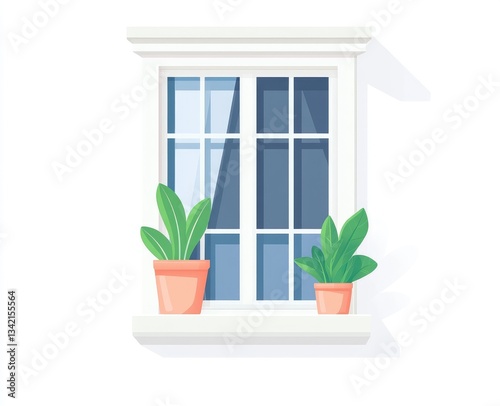 Wallpaper Mural White window with plants on sill, bright interior, light, calm scene Torontodigital.ca