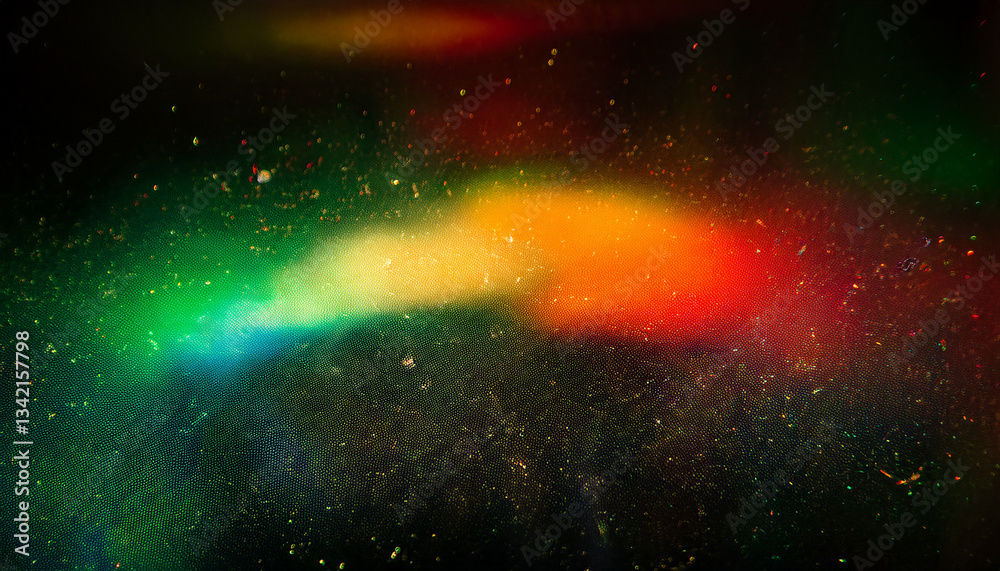 Obraz premium Multicolor abstract background with dust, noise and film grain. Blurred beautiful glow and bokeh. Holographic and scratched effects. Creative art wallpaper. Poster design. Generated AI