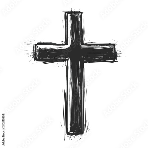 Black and white minimalist minimalistic cross symbol – perfect for tattoos, logos, and vector designs. Isolated on a white background.