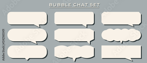 Set of vector speech bubble labels. Retro color special offer design elements, chat emblem, black callout