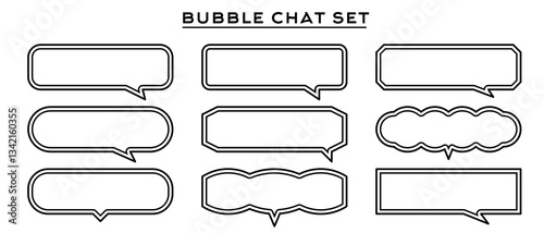 Set of vector speech bubble labels. Retro color special offer design elements, chat emblem, black callout