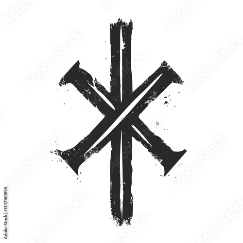 Norse Runes symbol - minimalist black and white vector art - perfect for tattoos, logos - isolated on white