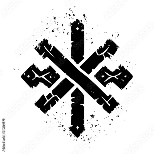 Black and white minimalist norse runes symbol – perfect for tattoos, logos, and vector designs. Isolated on a white background.