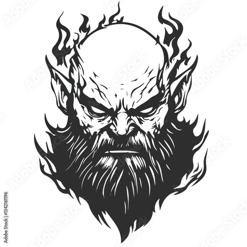 Black and white minimalist ogre mage symbol – perfect for tattoos, logos, and vector designs. Isolated on a white background.
