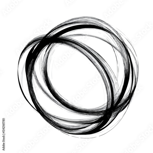 Black and white minimalist overlapping arcs symbol – perfect for tattoos, logos, and vector designs. Isolated on a white background.