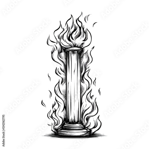 Pillar Of Fire symbol - minimalist black and white vector art - perfect for tattoos, logos - isolated on white