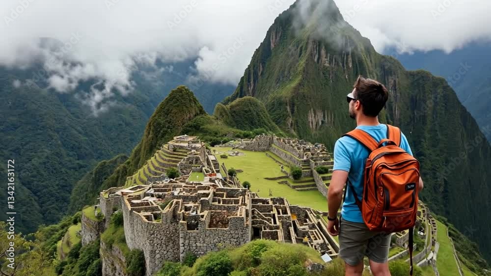 Discover the majestic machu picchu with a young traveler breathtaking andes mountains exploration per,