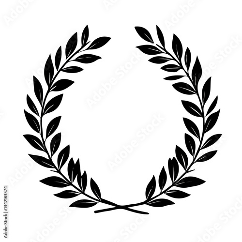 Roman Laurel symbol - black and white & minimalist design for tattoos, logos, vectors - isolated on white background.