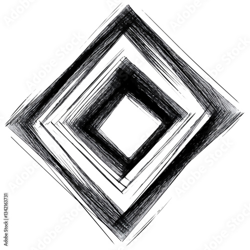 Black and white minimalist rotating square symbol – perfect for tattoos, logos, and vector designs. Isolated on a white background.