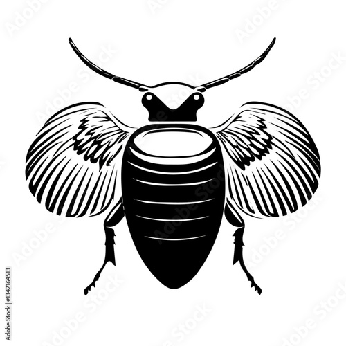 Scarab symbol - black and white & minimalist design for tattoos, logos, vectors - isolated on white background.