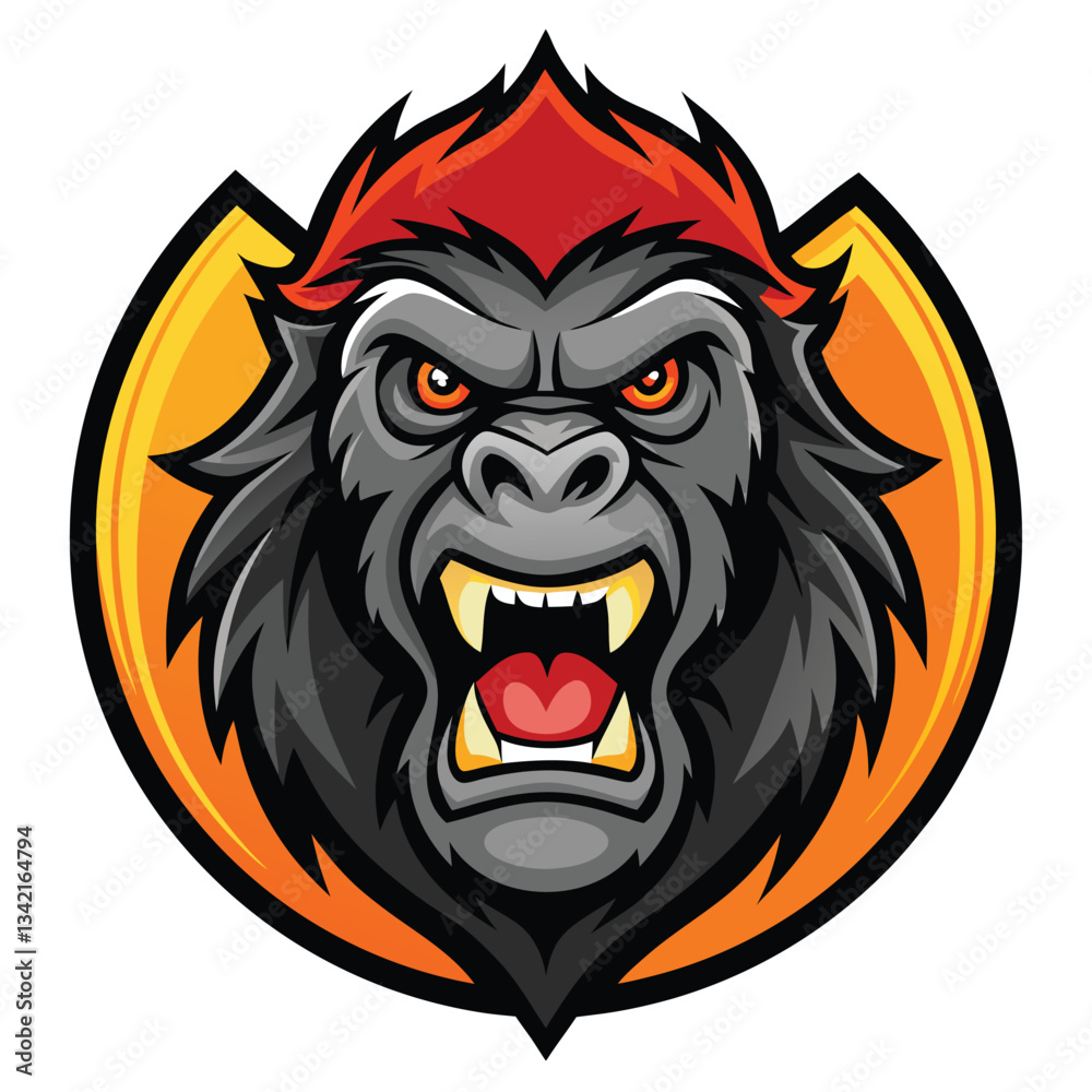 Obraz premium Enraged Gorilla Mascot Emblem with Number Three Designation
