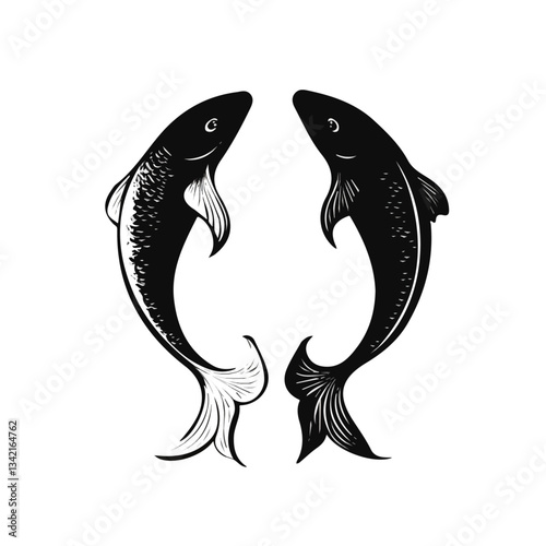 Black and white minimalist selkie symbol – perfect for tattoos, logos, and vector designs. Isolated on a white background.