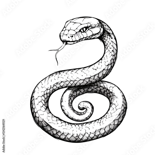 Black and white minimalist serpent symbol – perfect for tattoos, logos, and vector designs. Isolated on a white background.