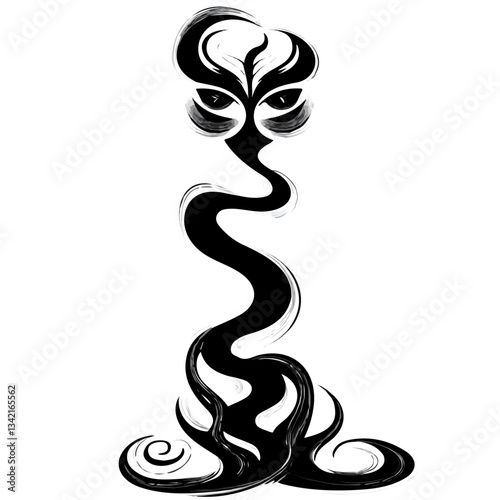 Black and white minimalist soul essence symbol – perfect for tattoos, logos, and vector designs. Isolated on a white background.