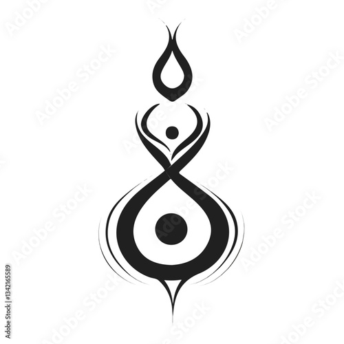 Black and white minimalist soul journey symbol – perfect for tattoos, logos, and vector designs. Isolated on a white background.